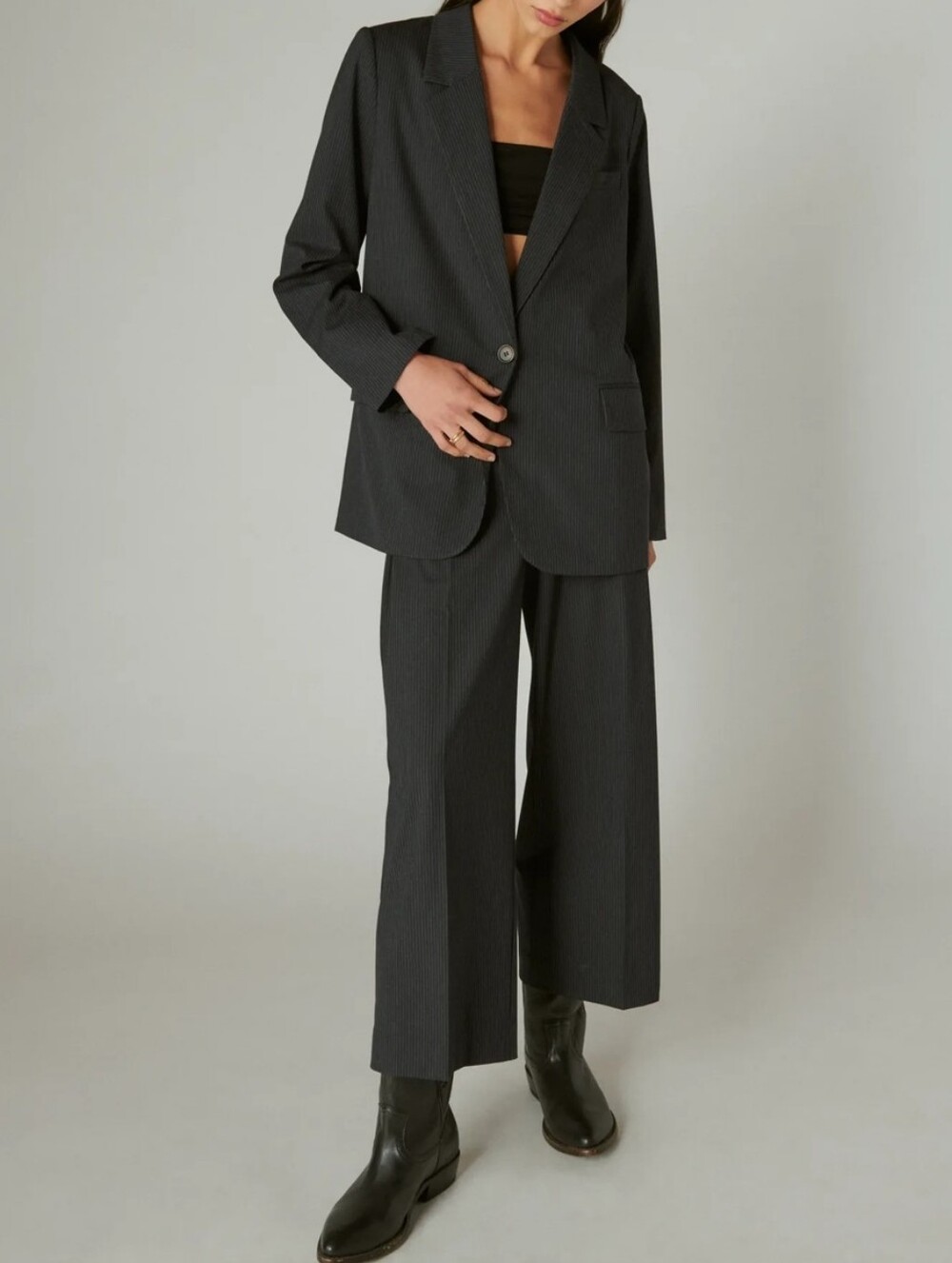 NEW Lucky Brand Cropped Pinstripe Pleated Pants, Culottes, Size 6
